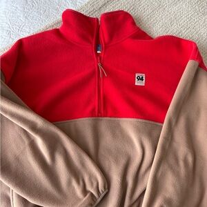Old Navy Red and Tan Half-Zip Women’s Sweater